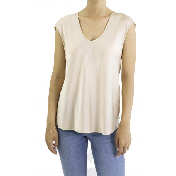 Blusa tinta unita con scollo a V